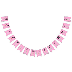 Schattige Witte Verjaardag Cartoon Bunny Hot Pink Vlaggetjes