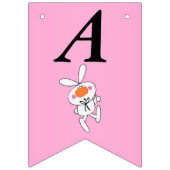 Schattige Witte Verjaardag Cartoon Bunny Hot Pink Vlaggetjes (Tweede vlag)