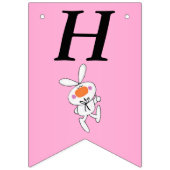 Schattige Witte Verjaardag Cartoon Bunny Hot Pink Vlaggetjes (Eerste vlag)