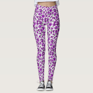 Schattige witte viooltjes rozen patronen leggings