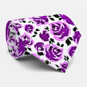 Schattige witte viooltjes rozen patronen stropdas (Opgerold)