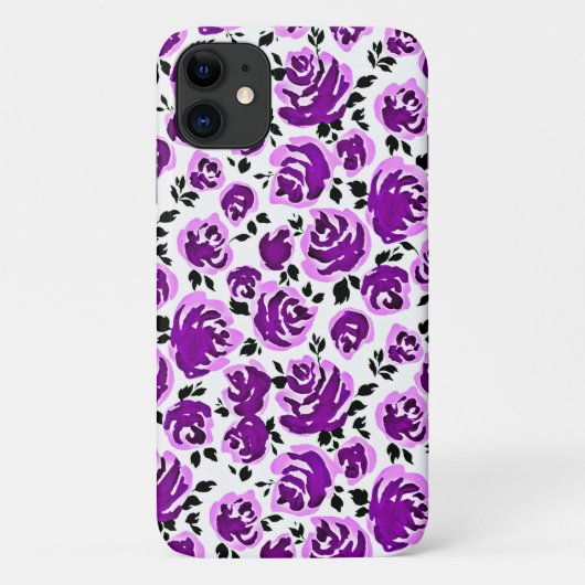 Schattige witte viooltjesrozen patronen Case-Mate iPhone case (Achterkant)