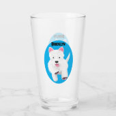 Schattige witte West Highland terrier cartoon Glas (Achterkant)
