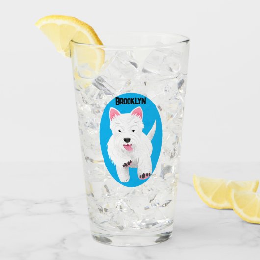 Schattige witte West Highland terrier cartoon Glas (Voorkant ijs)
