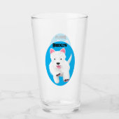Schattige witte West Highland terrier cartoon Glas (Voorkant)