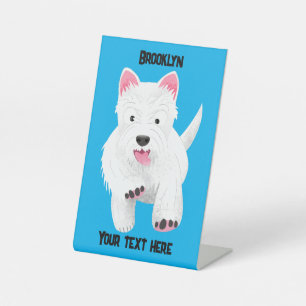 Schattige witte West Highland terrier cartoon Reclamebord Met Voetstuk