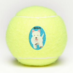 Schattige witte West Highland terriër cartoon Tennisballen