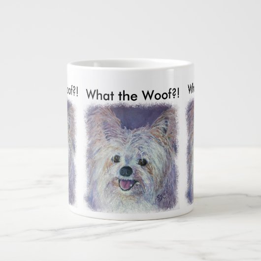 SCHATTIGE WITTE YORKIE MIX GROTE KOFFIEKOP (Voorkant)