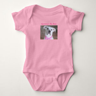 Schattige Witte Zoete Hond Moeders Roze Romper