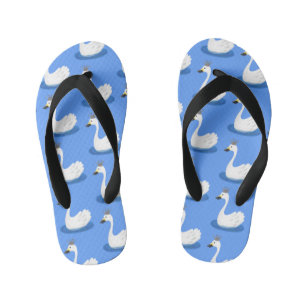 Schattige witte zwaan met kroon cartoon kinder teenslippers