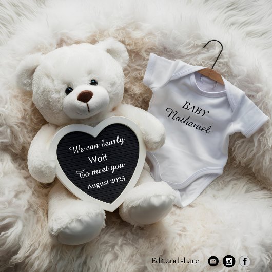 Schattige witte zwangerschapsaankondiging kaart