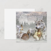 Schattige wolf eekhoorn winter sneeuw bos kerst feestdagenkaart (Voorkant / Achterkant)
