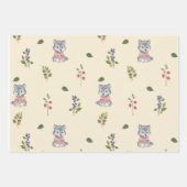 Schattige wolf en bosbessen patroon inpakpapier vel (Voorkant 3)