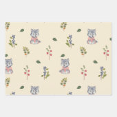 Schattige wolf en bosbessen patroon inpakpapier vel (Voorkant)