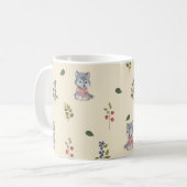 Schattige wolf en bosbessen patroon koffiemok (Voorkant links)