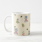 Schattige wolf en bosbessen patroon koffiemok (Links)