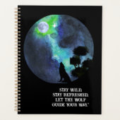 Schattige wolf in de luchtmaan \romantisch aquarel planner (Voorkant)