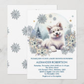 Schattige wolf jongen winter bos thema watercolor kaart (Voorkant / Achterkant)