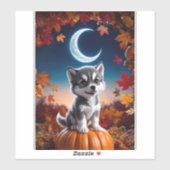 Schattige Wolf met Halloween-kunst van de halve ma Sticker (Vel)
