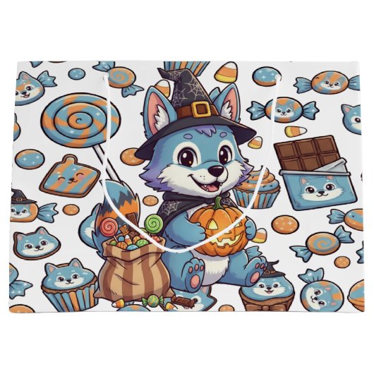 Schattige Wolf Pack Halloween Groot Cadeauzakje (Voorkant)