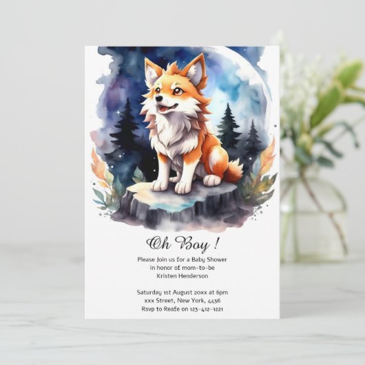 Schattige Wolf Pup Baby shower Kaart (Staand voorkant)