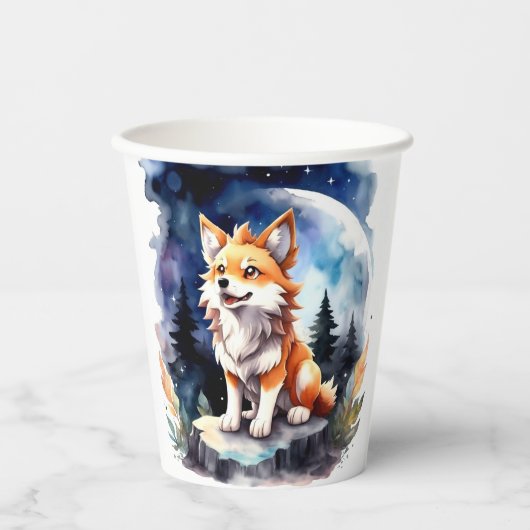 Schattige Wolf Pup Baby shower Papieren Bekers (Voorkant)