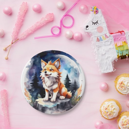 Schattige Wolf Pup Baby shower Papieren Bordje (Feest)