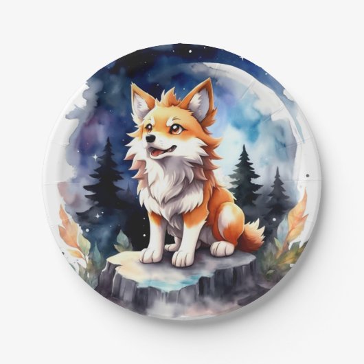 Schattige Wolf Pup Baby shower Papieren Bordje (Voorkant)