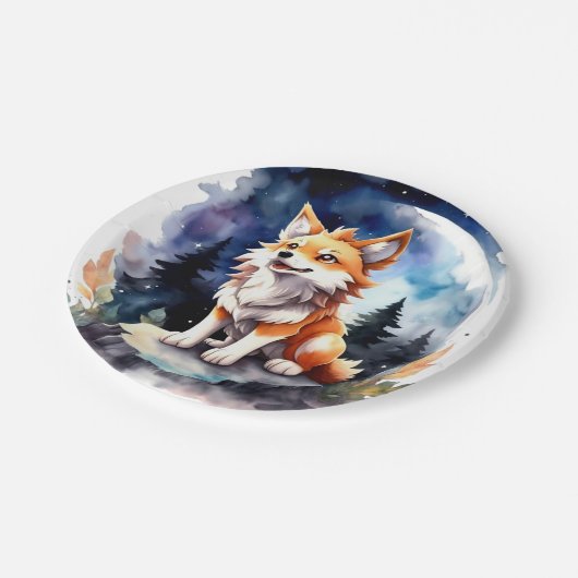 Schattige Wolf Pup Baby shower Papieren Bordje (Gekanteld)