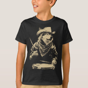 Schattige wolf speelt Ds Funny Cowboy dier western T-shirt