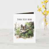 schattige wolf tekst toevoegen elk doel kaart (Gele Bloem)