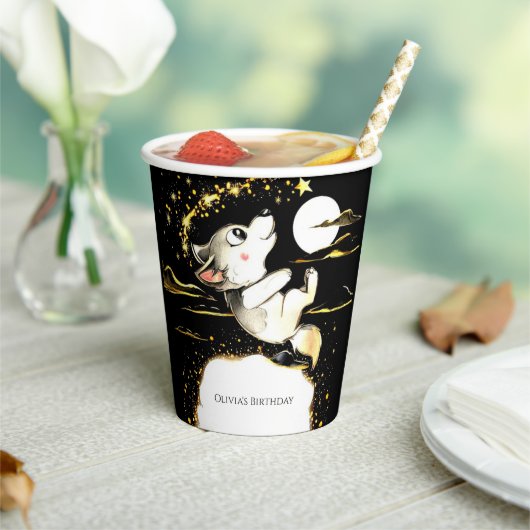 Schattige Wolf Verjaardag Papieren Bekers (Insitu)