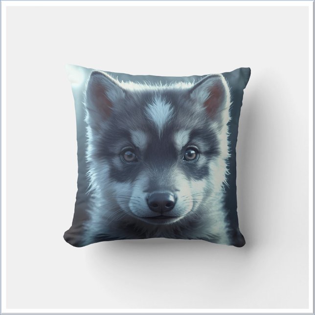 Schattige wolfbaby in het maanlicht kussen (Creator heeft geüpload)