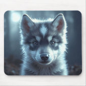 Schattige wolfbaby in het maanlicht muismat (Voorkant)