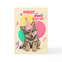 Schattige Wolfpup, Verjaardagskaart voor Meisjes