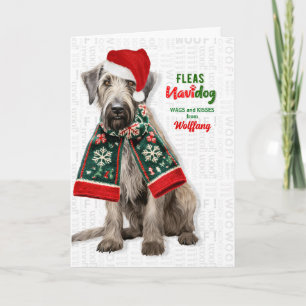 Schattige Wolfshond Hond Grappige Vlooien Navidog Feestdagen Kaart