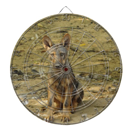 Schattige wolfsjong dartbord (Voorkant)