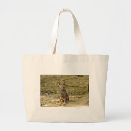Schattige wolfsjong grote tote bag
