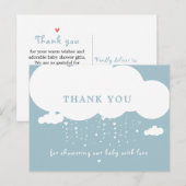 Schattige wolk Regen Hartjes Baby Shower Bedankt Briefkaart (Voorkant / Achterkant)