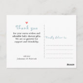 Schattige wolk Regen Hartjes Baby Shower Bedankt Briefkaart (Achterkant)