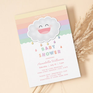 Schattige wolk regendruppels regenboog baby shower kaart