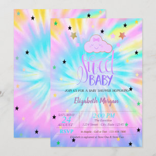 Schattige wolk, sterren, zoete baby tie-dye baby s kaart