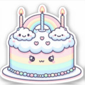 schattige wolk verjaardagstaart sticker (Voorkant)