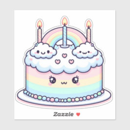 schattige wolk verjaardagstaart sticker