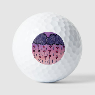 Schattige wolken, harten en regendruppels golfballen