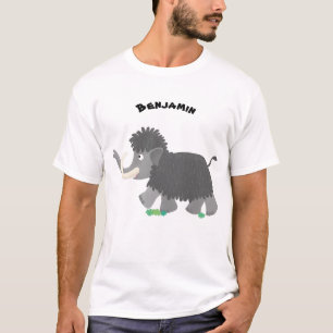 Schattige wollige mammoet cartoonillustratie t-shirt