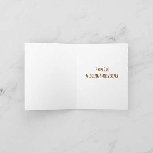 Schattige wolschaap 7e bruiloft Jubileum zijn van  Kaart (Binnen)