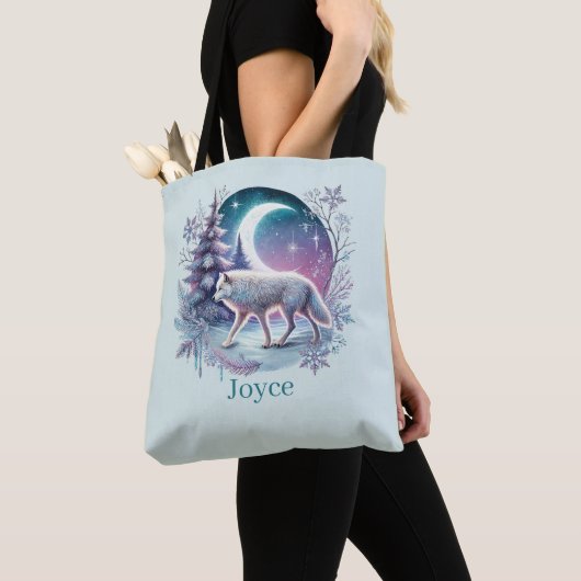 Schattige wolvenliefhebbers voeg naam toe  tote bag (Dichtbij)