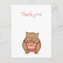 Schattige wombat bedank kaart