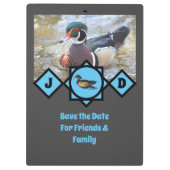 Schattige Wood Duck Monogram Foto Klembord (Achterkant)